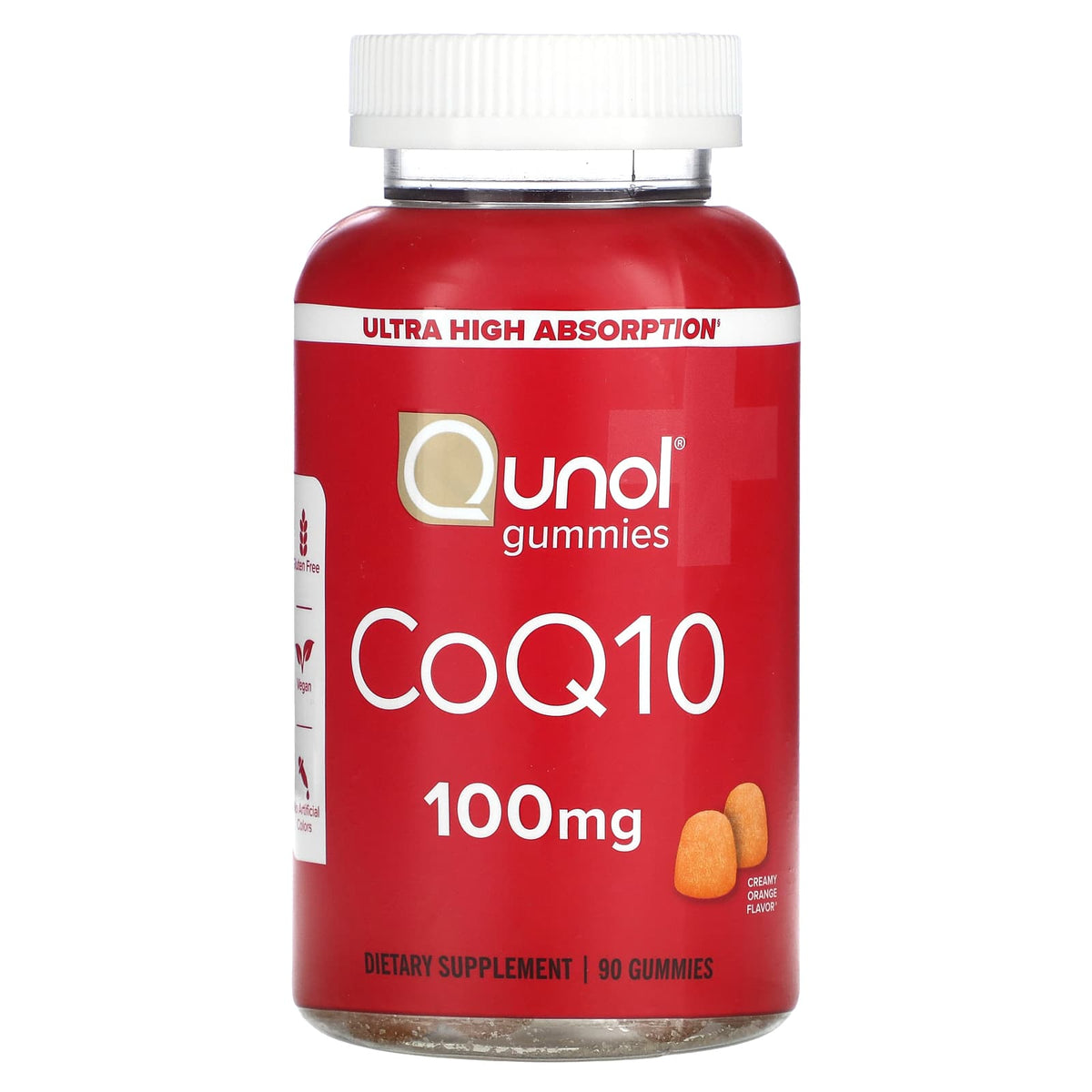 Qunol, CoQ10 Gummies, Creamy Orange, 90 Gummies (50 mg per Gummy) - Image 1