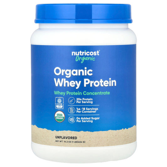 Nutricost, Organic Whey Protein, Unflavored, 1 lb (454 g) - Image 1