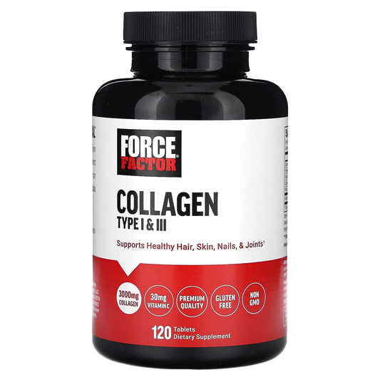 Force Factor Collagen Type I & III, 120 Tablets, 1,000 mg per Tablet - Image 1