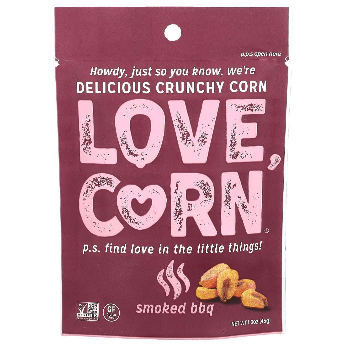 Love Corn, Crunchy Corn, Smoked BBQ, 1.6 oz (45 g) - Image 1