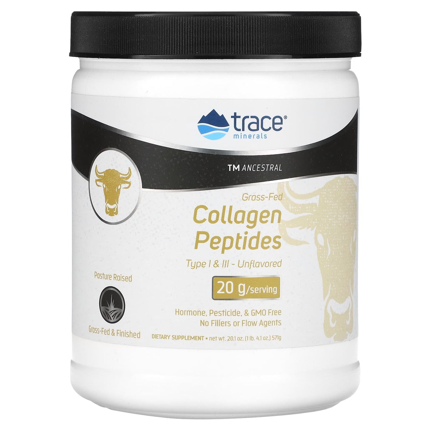 Trace, Grass-Fed Collagen Peptides, Unflavored, 1 lb. 4.1 oz  (571 g) - Image 1