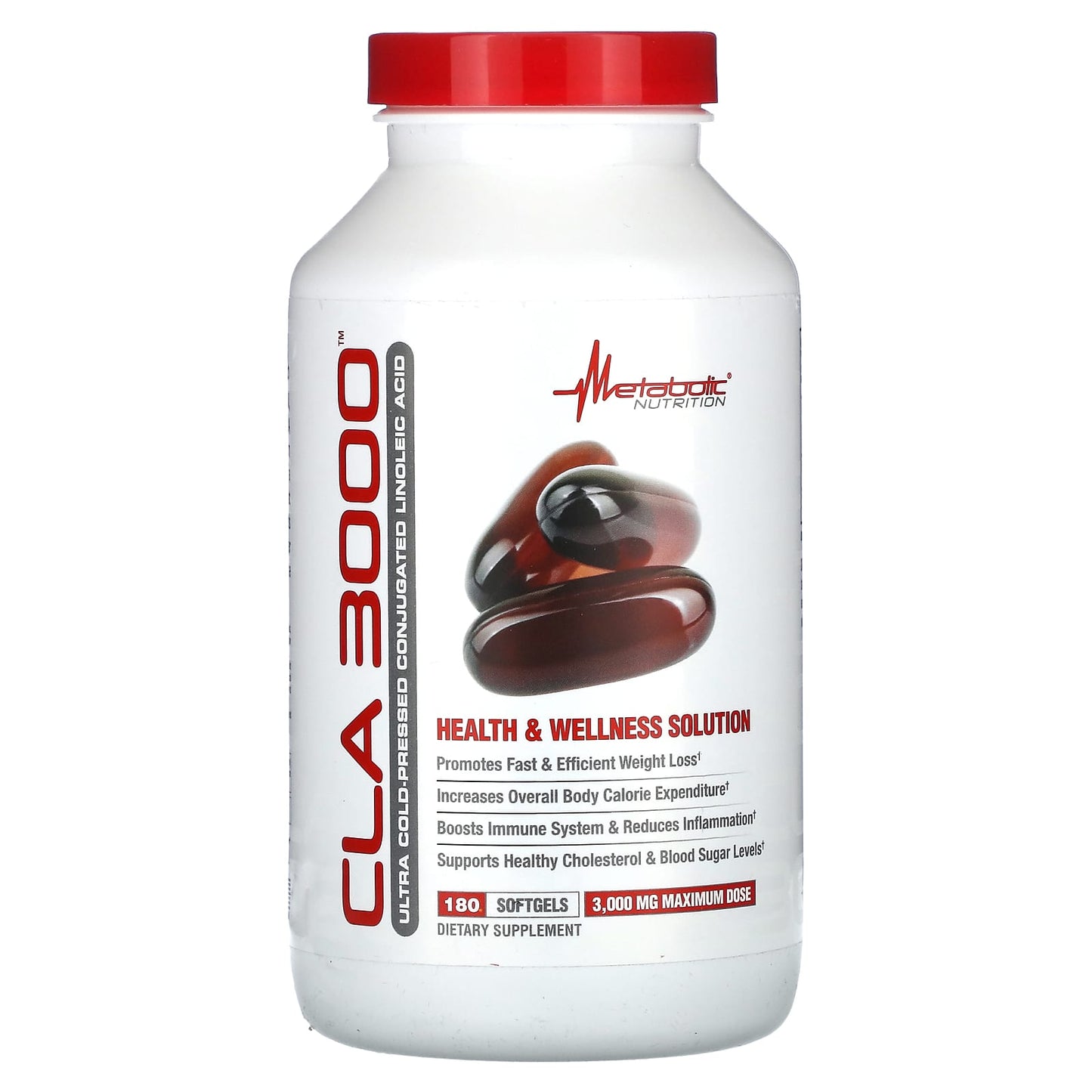 Metabolic Nutrition, CLA 3000, 180 Softgels (1,000 mg per Softgel) - Image 1