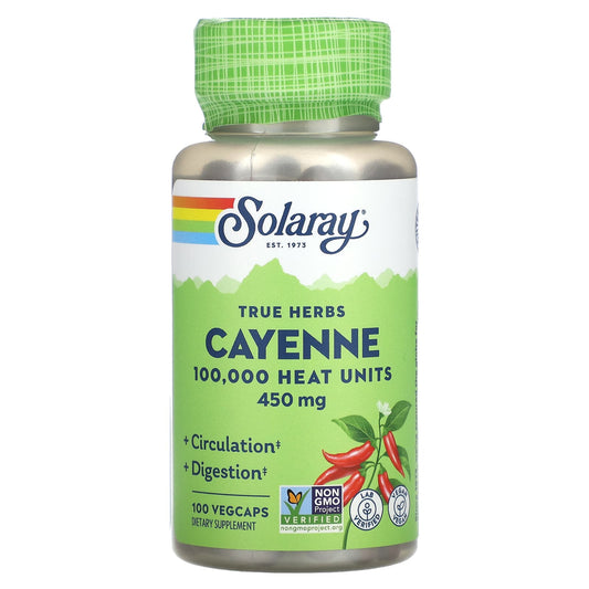Solaray, True Herbs, Cayenne , 450 mg, 100 Vegcaps - Image 1