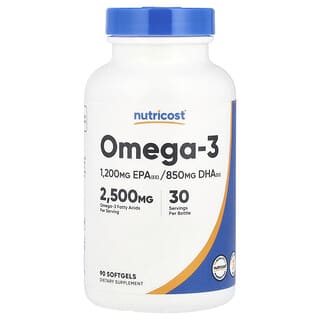 Nutricost Omega-3 90 Softgels - High Potency Fish Oil Supplement