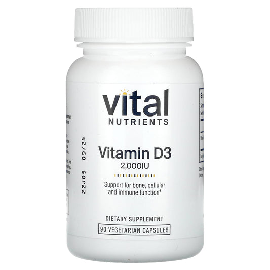 Vital Nutrients, Vitamin D3, 2,000 IU, 90 Vegetarian Capsules - Image 1