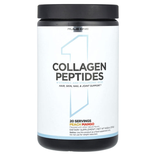 Rule One Proteins, Collagen Peptides + Vitamin C and Hyaluronic Acid, Peach Mango, 8.82 oz (250 g) - Image 1