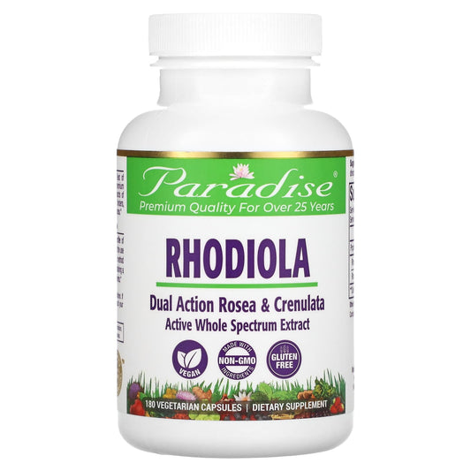 Paradise Herbs, Rhodiola , 180 Vegetarian Capsules - Image 1