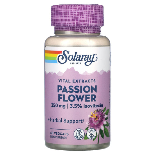 Solaray, Vital Extracts, Passion FLower, 60 VegCaps - Image 1