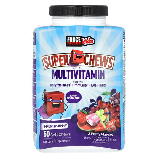 Force Factor Kids Super Chews Multivitamin, 60 Soft Chews, 2 Flavors - Image 1