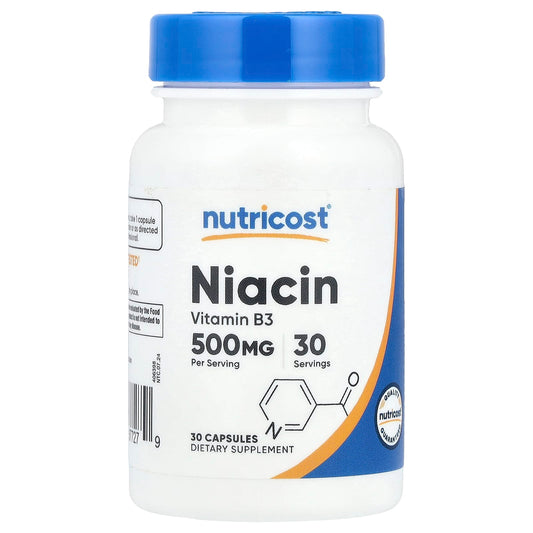 Nutricost, Niacin, 500 mg, 30 Capsules - Image 1