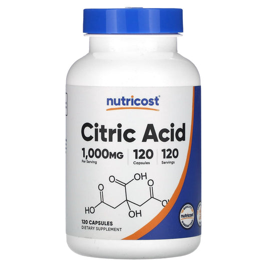Nutricost, Citric Acid, 1,000 mg, 120 Capsules - Image 1