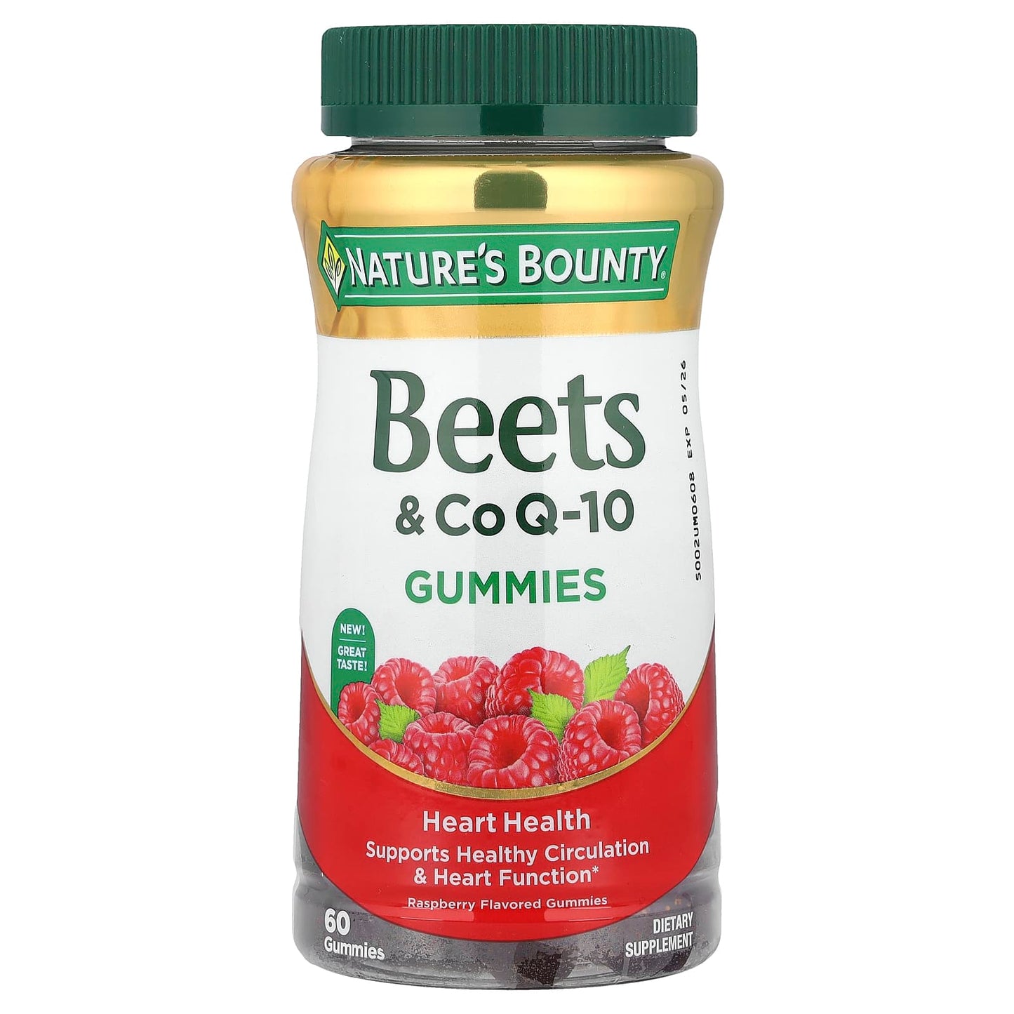 Nature's Bounty, Beets & CoQ-10 Gummies, Raspberry, 60 Gummies - Image 1
