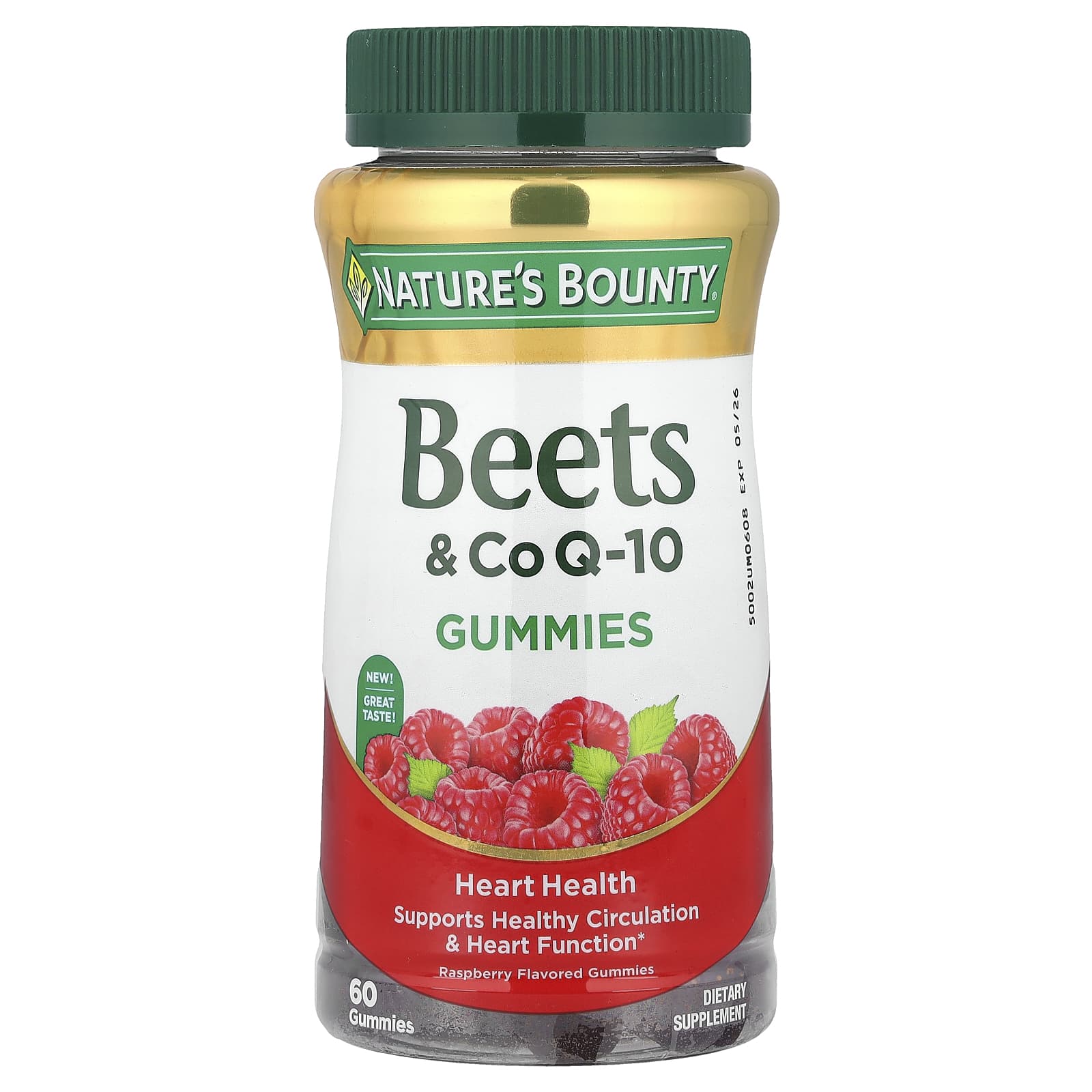 Nature's Bounty, Beets & CoQ-10 Gummies, Raspberry, 60 Gummies - Image 1