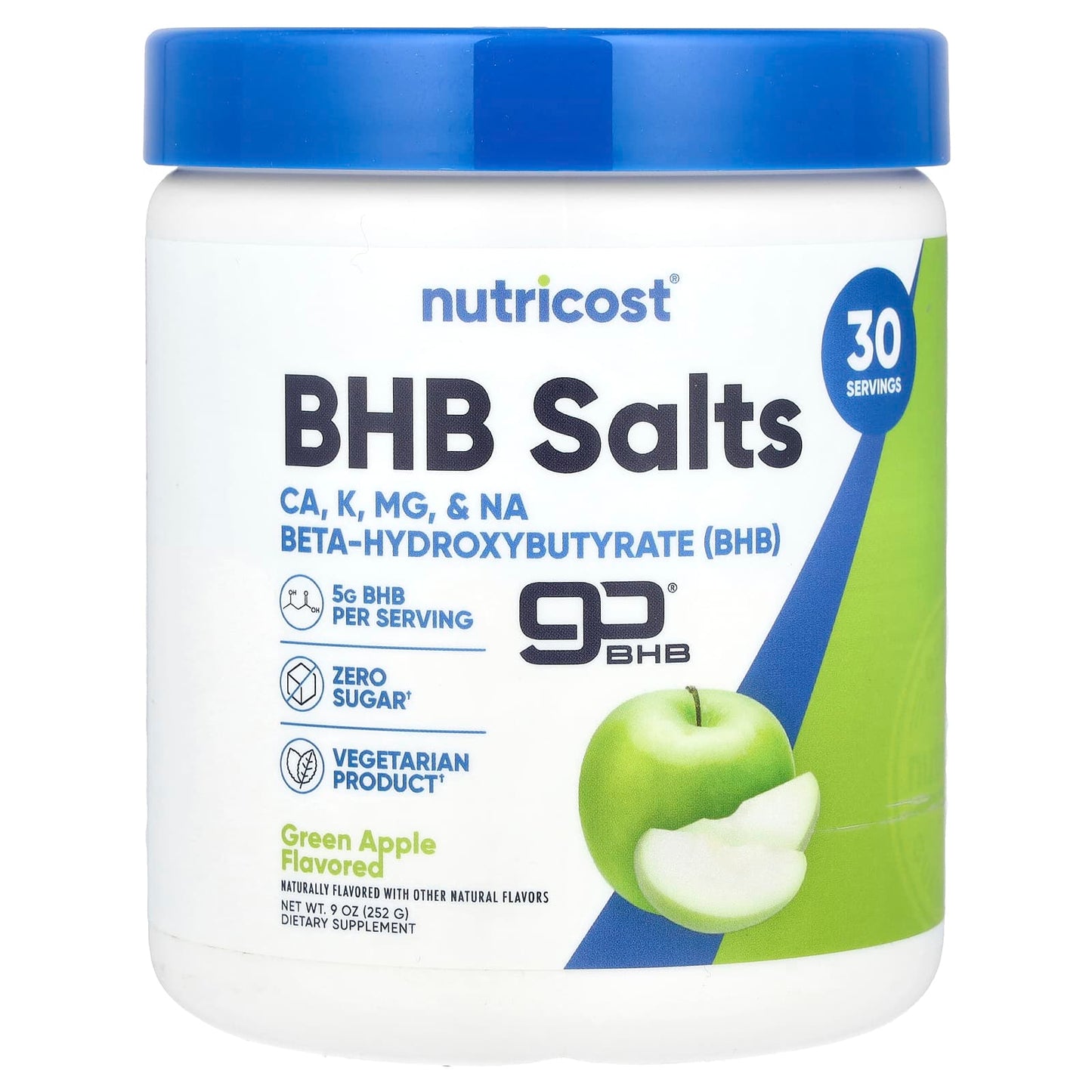Nutricost, BHB Salts, goBHB®, Green Apple, 9 oz (252 g) - Image 1