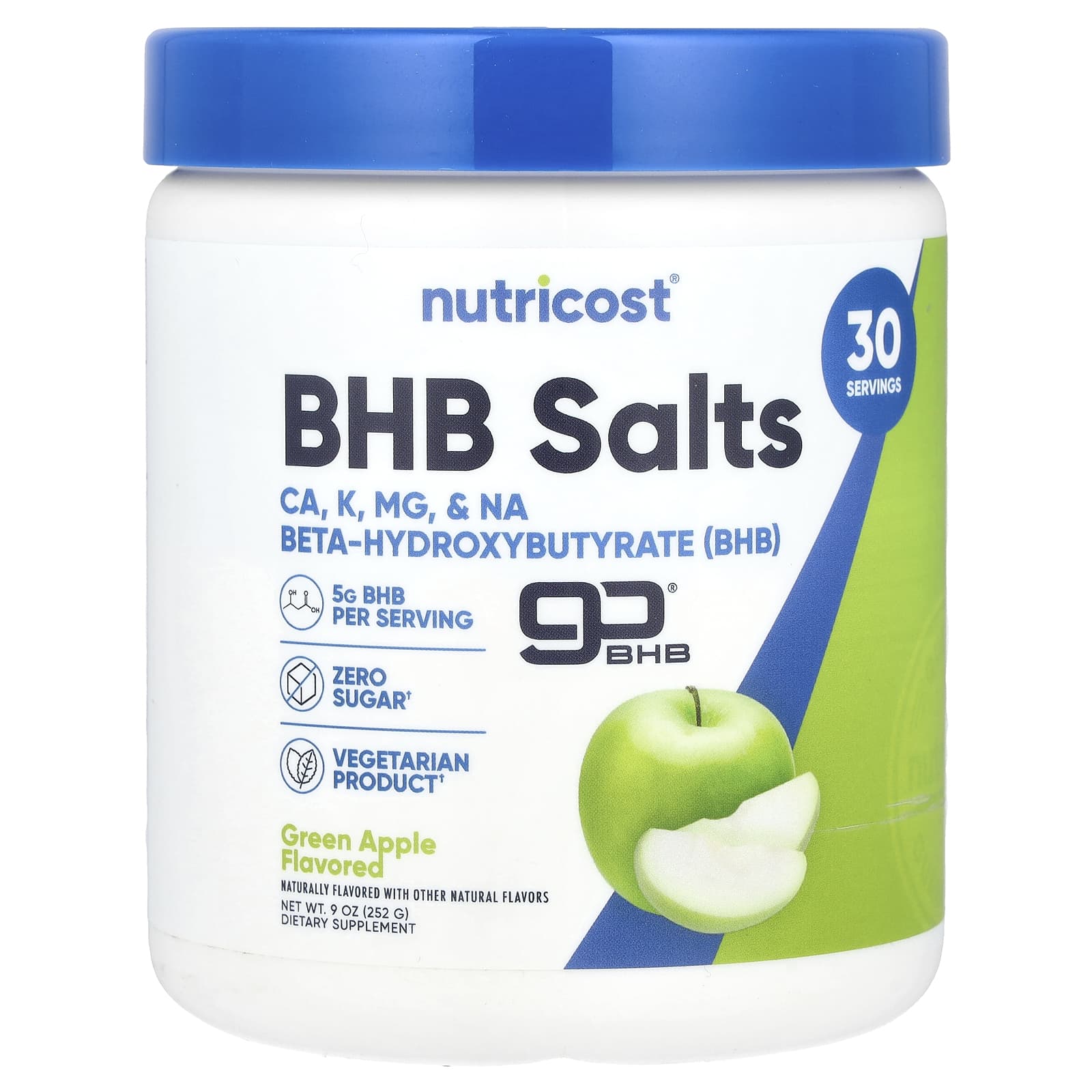 Nutricost, BHB Salts, goBHB®, Green Apple, 9 oz (252 g) - Image 1