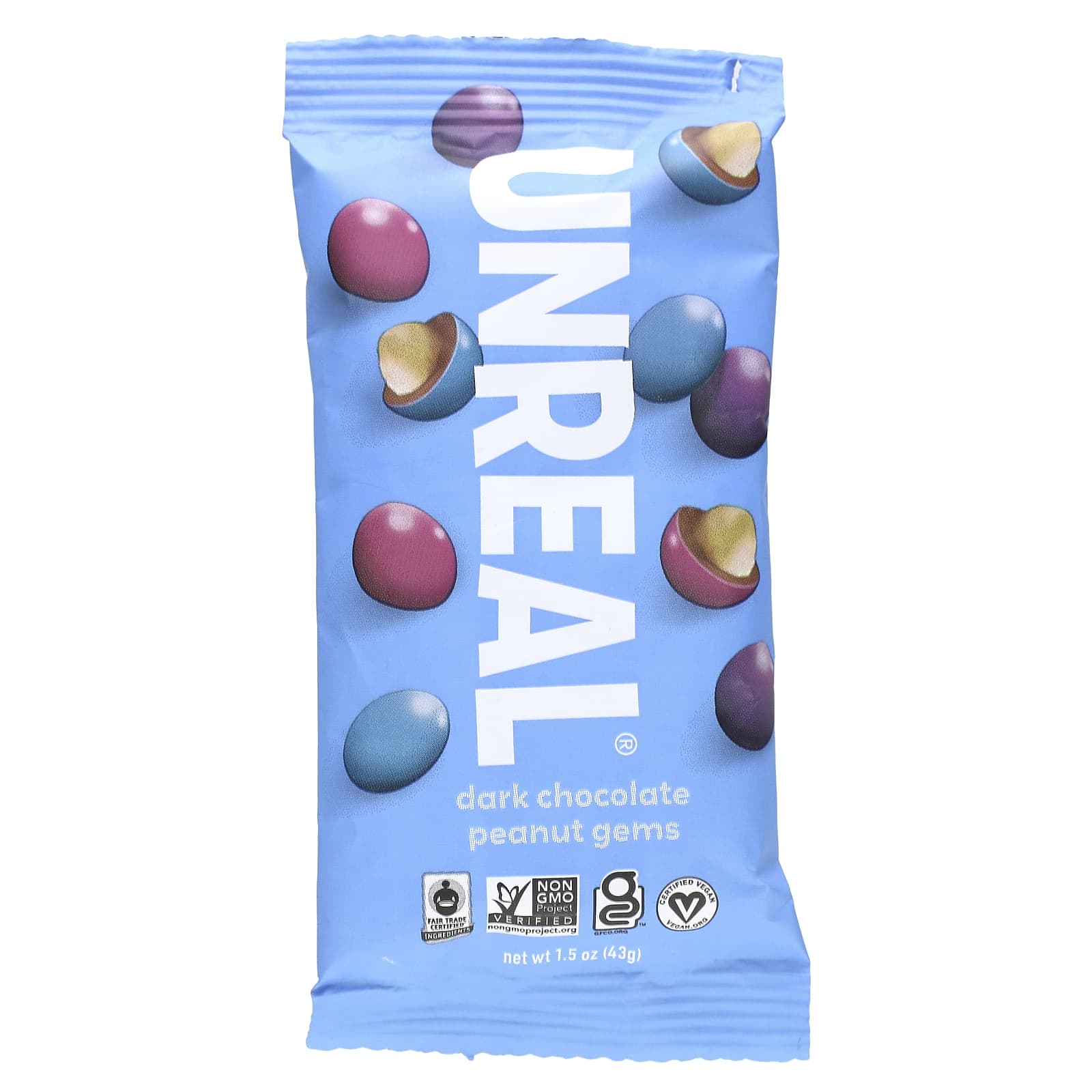 Unreal, Dark Chocolate Peanut Gems, 1.5 oz (43 g) - Image 1