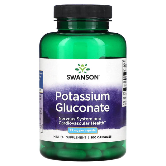 Swanson, Potassium Gluconate, 99 mg, 100 Capsules - Image 1