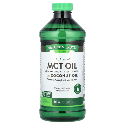 Nature's Truth, MCT Oil with Coconut Oil, Unflavored, 14 g, 16 fl oz (473 ml) - Image 1