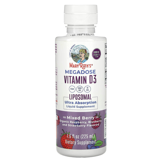 MaryRuth's, Megadose Vitamin D3, Liposomal, Mixed Berry, 4,000 IU, 7.6 fl oz (225 ml) - Image 1