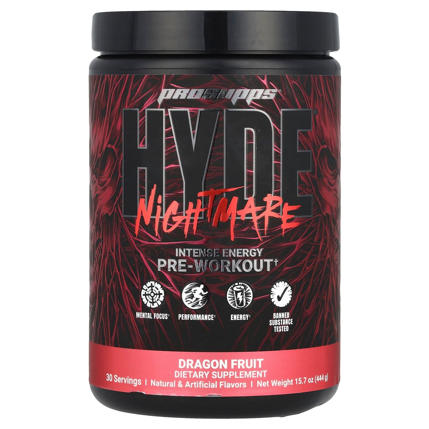 ProSupps, HYDE® Nightmare, Intense Energy Pre-Workout, Dragon Fruit, 15.7 oz (444 g) - Image 1