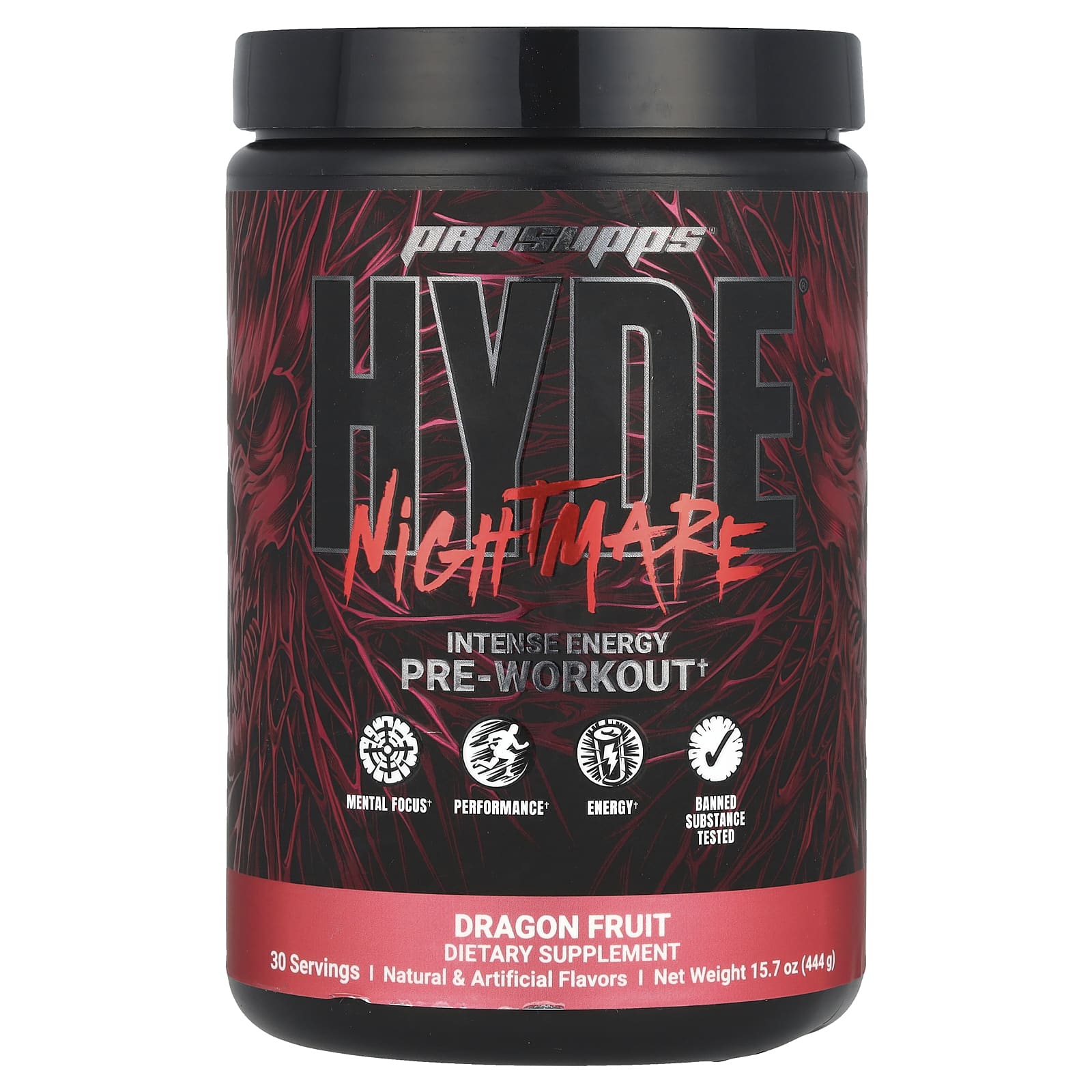 ProSupps, HYDE® Nightmare, Intense Energy Pre-Workout, Dragon Fruit, 15.7 oz (444 g) - Image 1