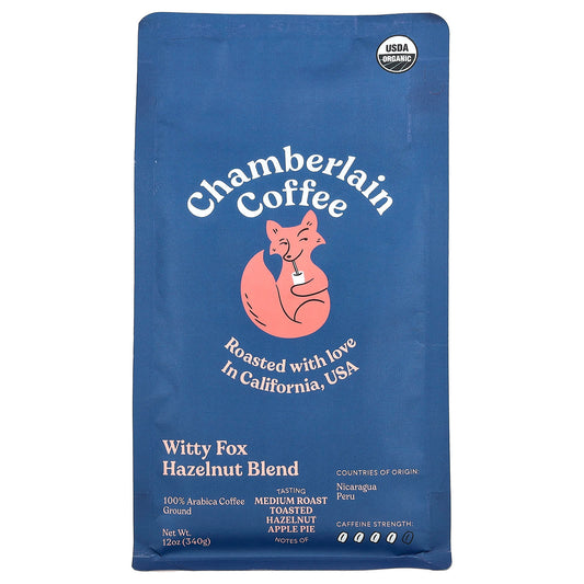 Chamberlain Coffee USDA Organic Hazelnut Blend, Medium Roast, 12 oz - Image 1
