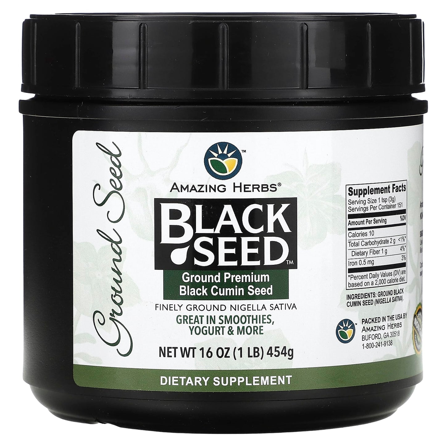 Premium Ground Black Cumin Seed by Amazing Herbs, 1 lb (454g) - Image 1