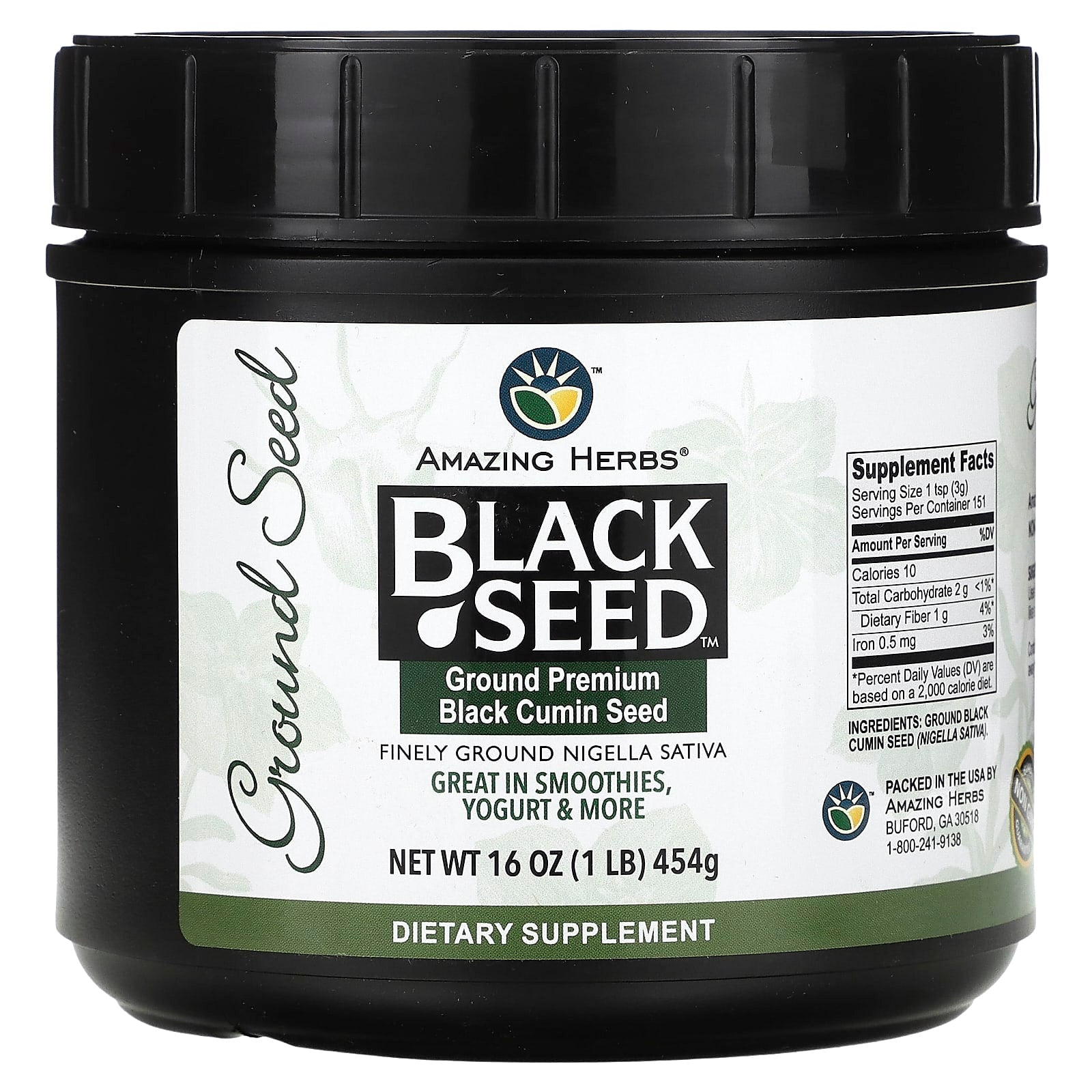 Premium Ground Black Cumin Seed by Amazing Herbs, 1 lb (454g) - Image 1