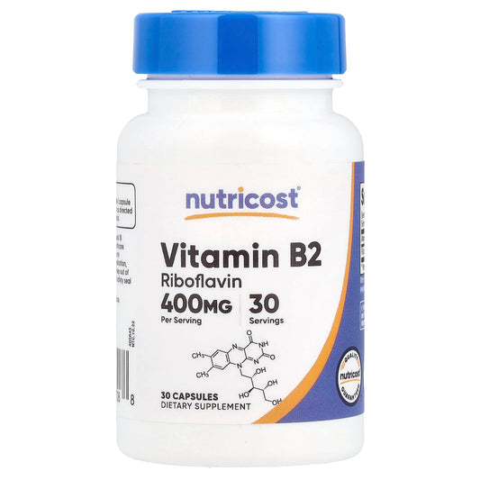 Nutricost, Vitamin B2, 400 mg, 30 Capsules - Image 1