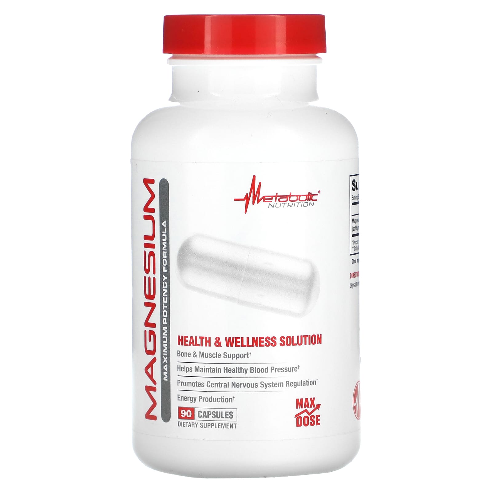 Metabolic Nutrition, Magnesium, Maximum Potency Formula, 650 mg, 90 Capsules - Image 1