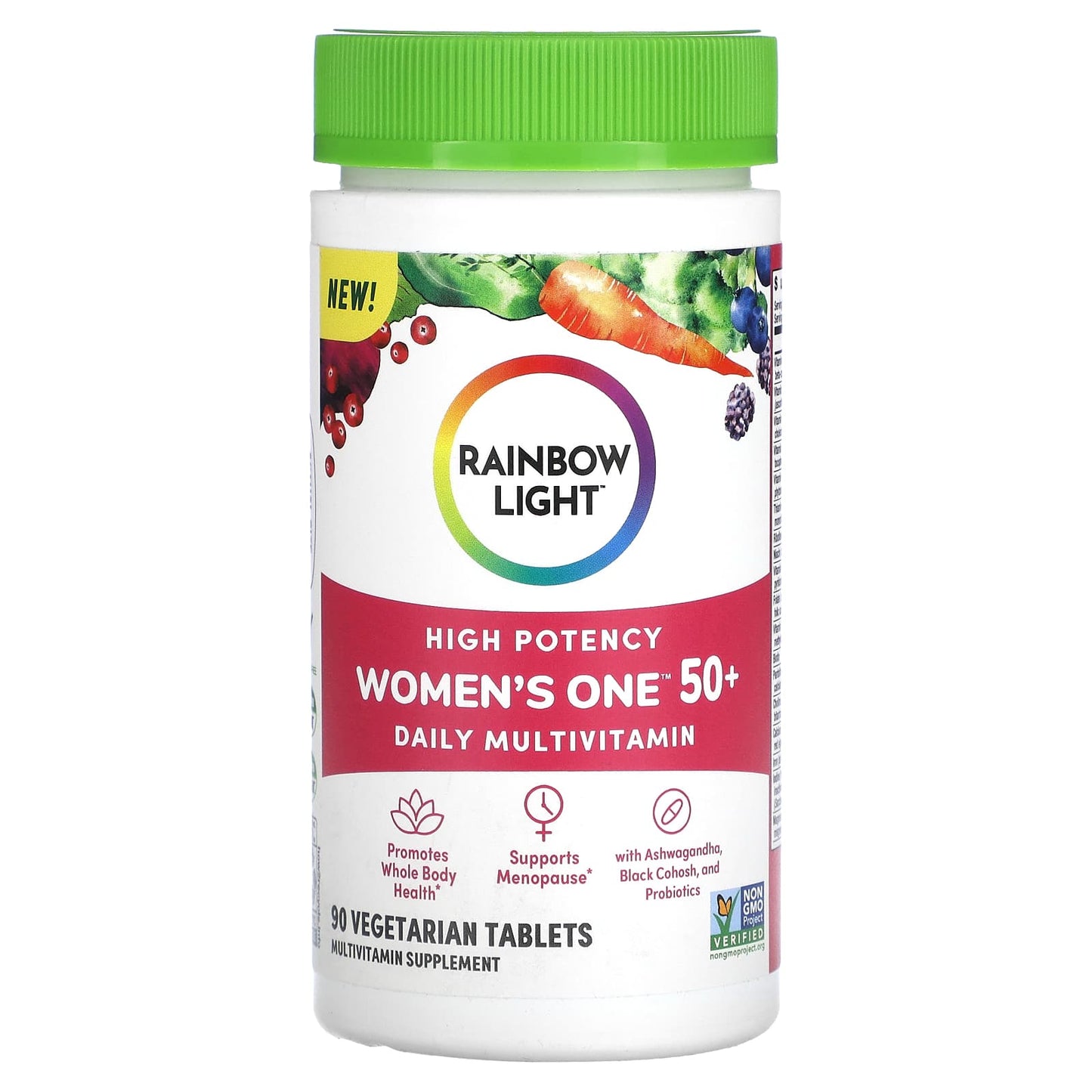 Rainbow Light, Women's One 50+, Daily Multivitamin, High Potency, 90 Vegetarian Tablets - Image 1