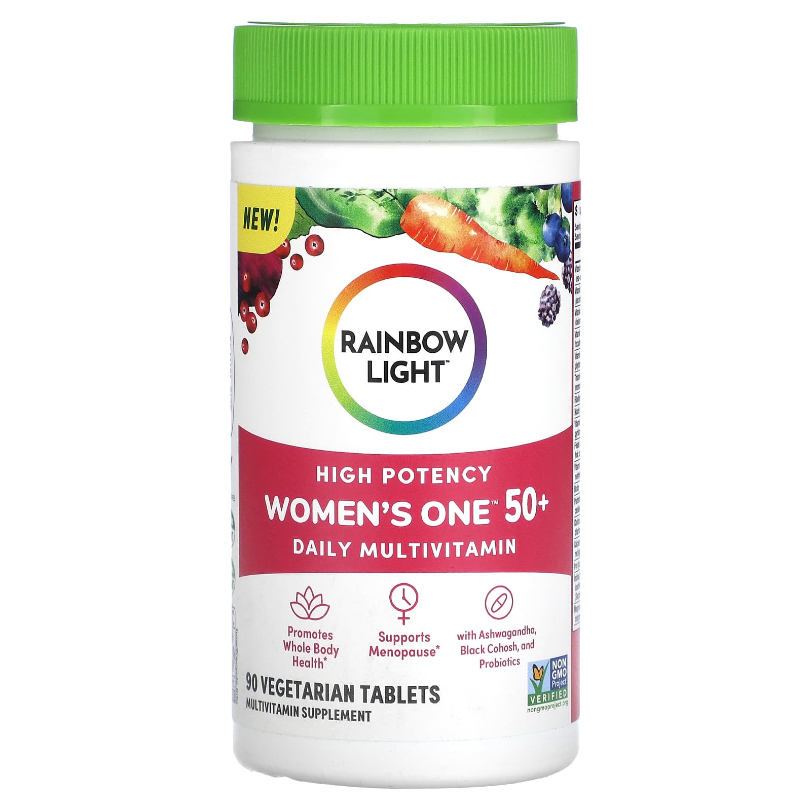 Rainbow Light, Women's One 50+, Daily Multivitamin, High Potency, 90 Vegetarian Tablets - Image 1