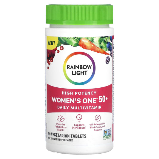 Rainbow Light, Women's One 50+, Daily Multivitamin, High Potency, 90 Vegetarian Tablets - Image 1
