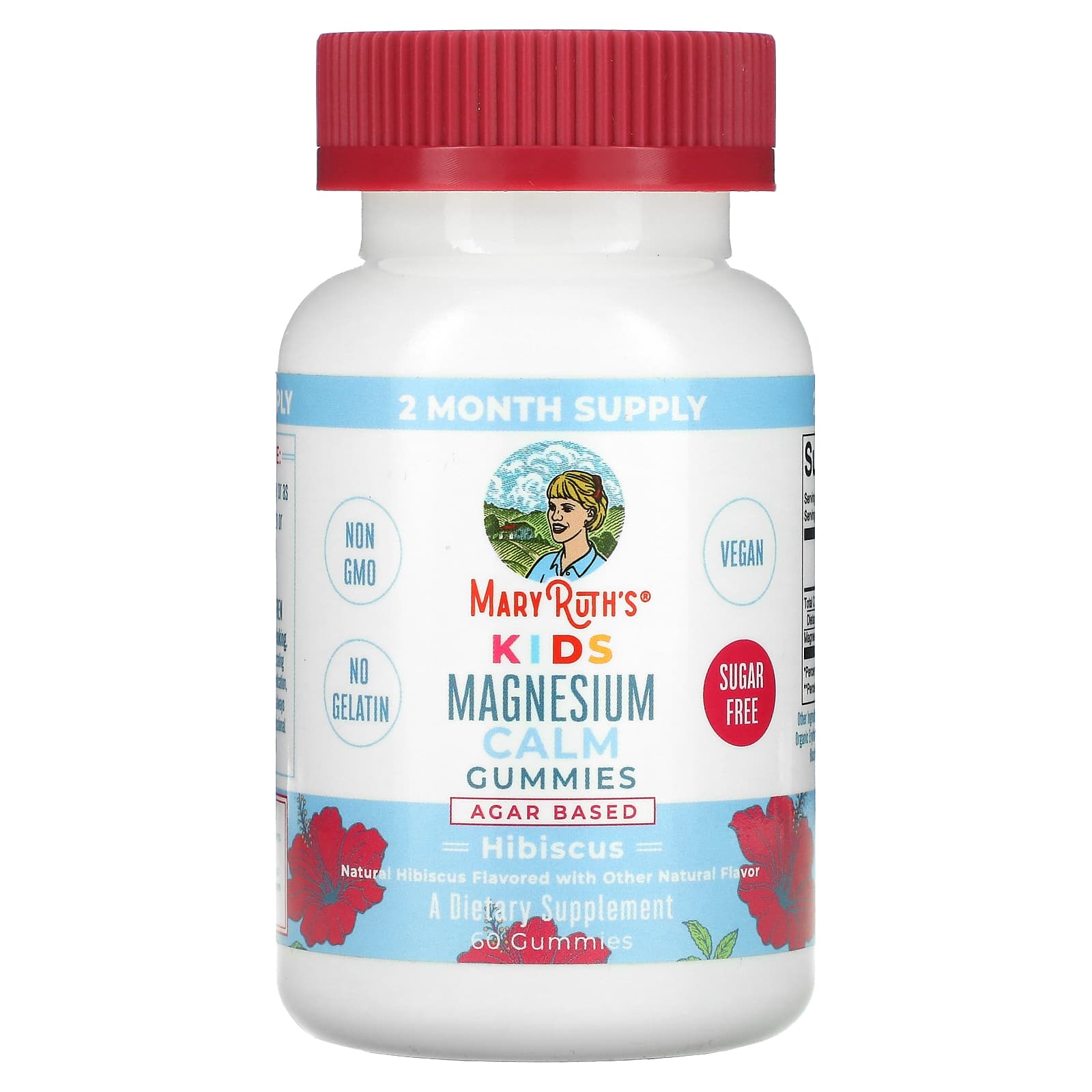 MaryRuth's, Kids Magnesium Calm Gummies, Hibiscus, 50 mg, 60 Gummies - Image 1