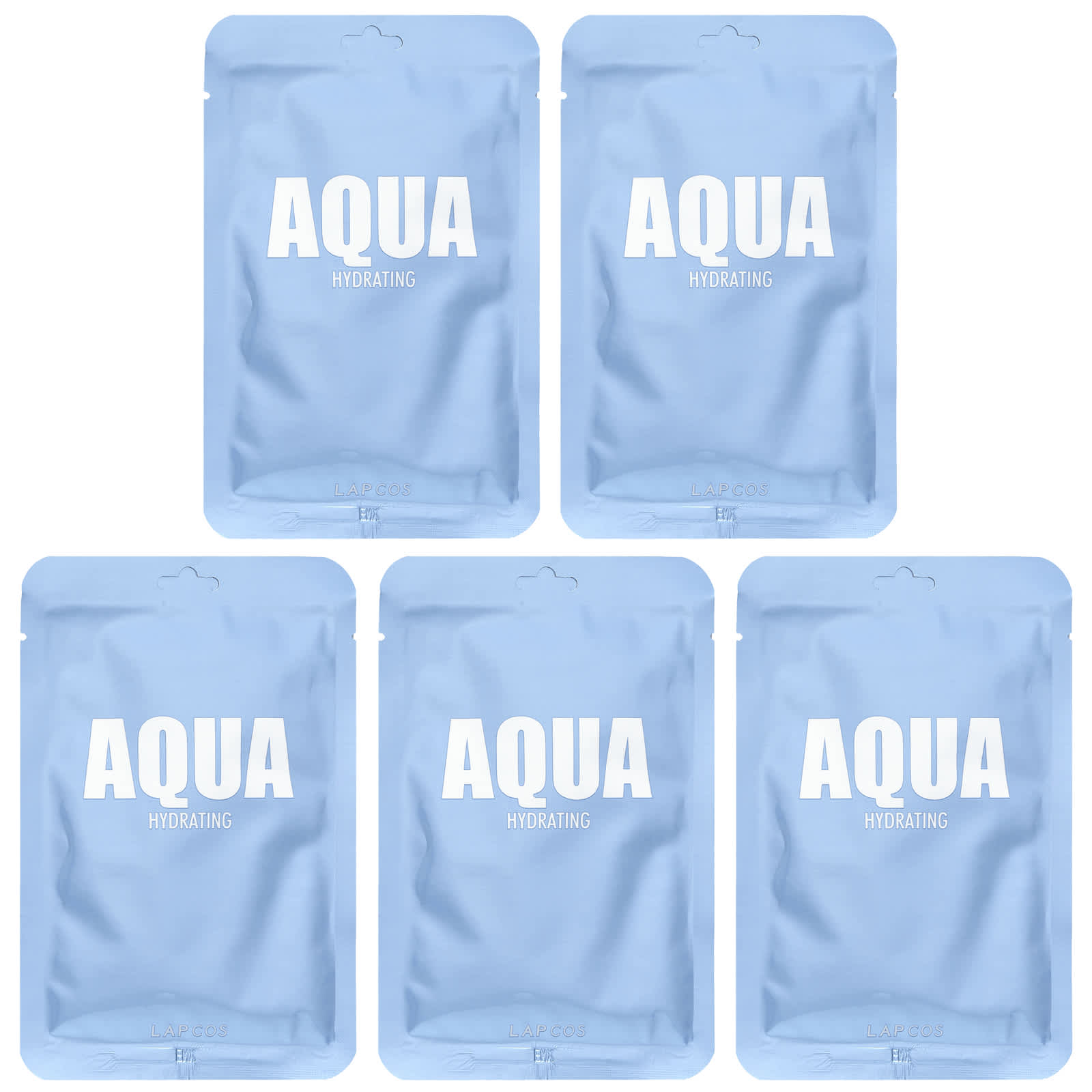 Lapcos, Aqua Beauty Sheet Mask Set, Hydrating, 5 Sheets, 1.01 fl oz (30 ml) Each - Image 1