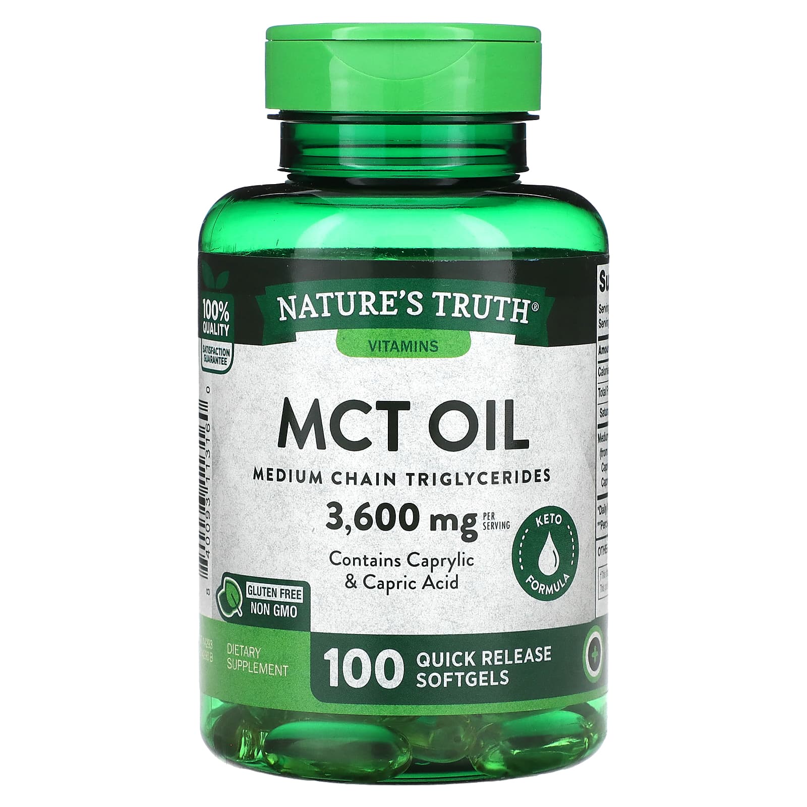 Nature's Truth, Vitamins, MCT Oil, 100 Quick Release Softgels (1,200 mg per Softgel) - Image 1