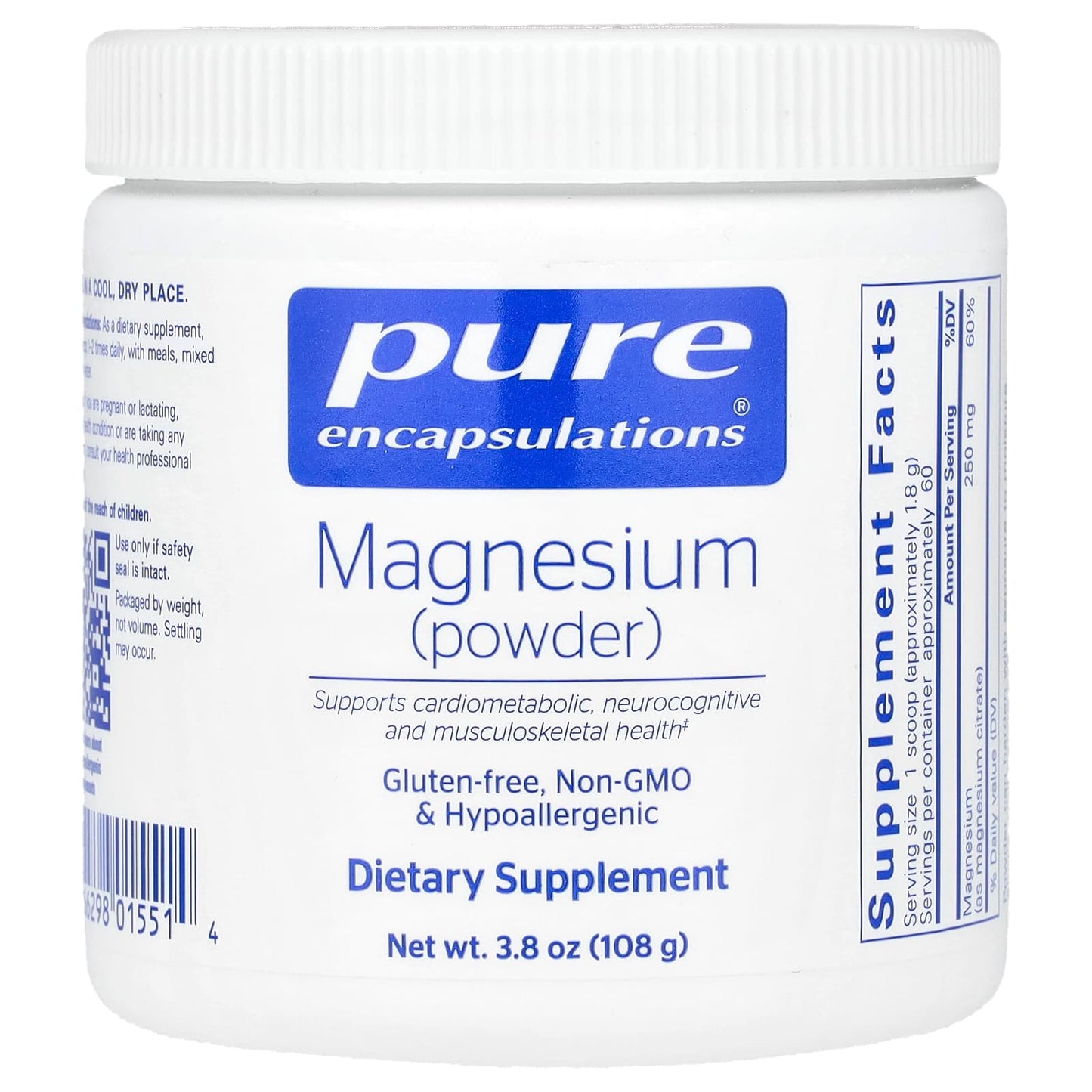 Pure Encapsulations, Magnesium Powder, 3.8 oz (108 g) - Image 1