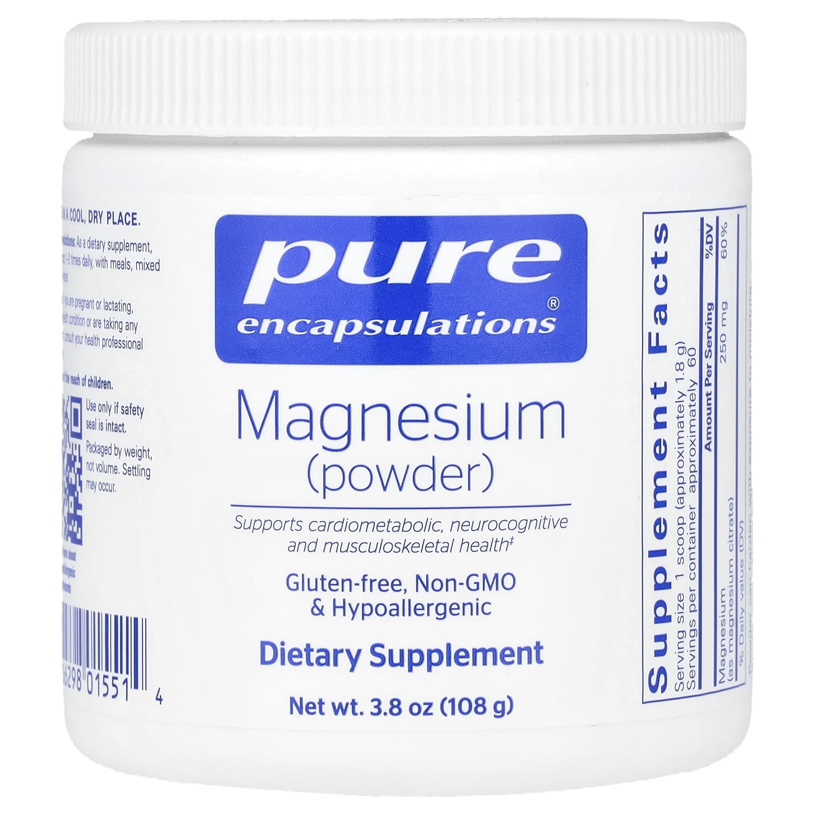 Pure Encapsulations, Magnesium Powder, 3.8 oz (108 g) - Image 1