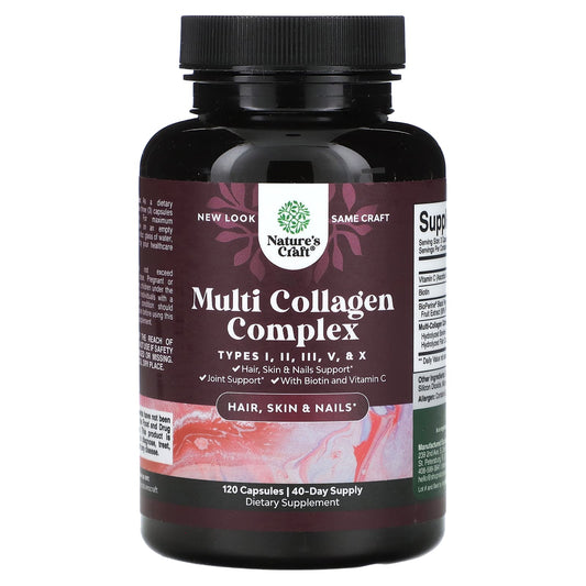 Nature's Craft, Multi Collagen Complex, 120 Capsules - Image 1