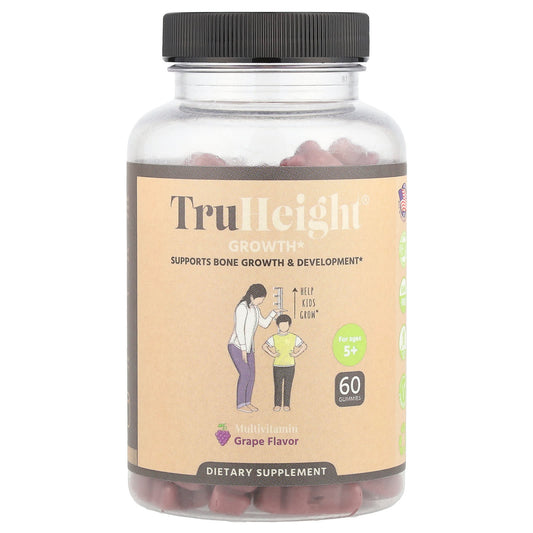 TruHeight, Growth Gummies, Multivitamin, For Ages 5+, Grape, 60 Gummies - Image 1