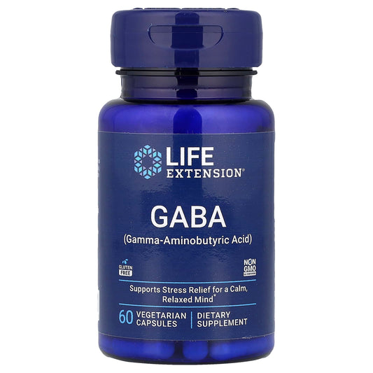 Life Extension, GABA, 60 Vegetarian Capsules - Image 1