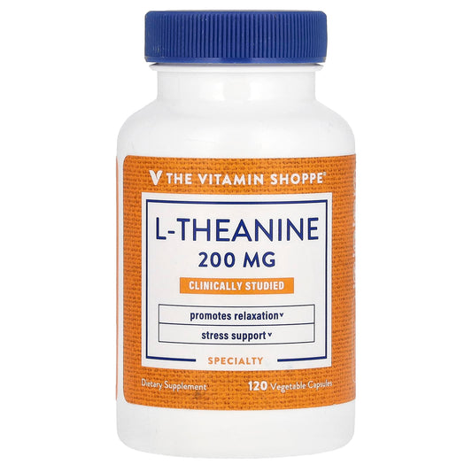 The Vitamin Shoppe, L-Theanine , 200 mg, 120 Vegetable Capsules - Image 1