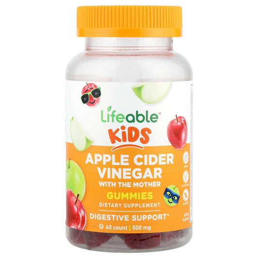 Lifeable, Kids, Apple Cider Vinegar With the Mother Gummies, Apple, 60 Gummies - Image 1