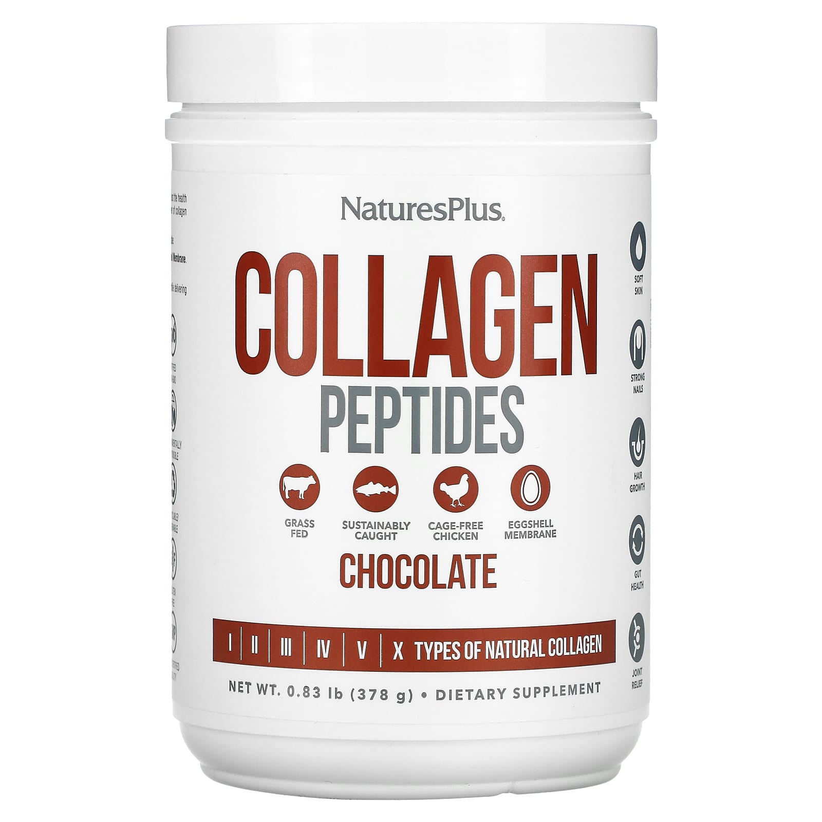 NaturesPlus, Collagen Peptides, Chocolate, 0.83 lb (378 g) - Image 1