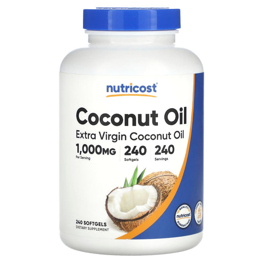 Nutricost, Extra Virgin Coconut Oil, 1,000 mg, 240 Capsules - Image 1