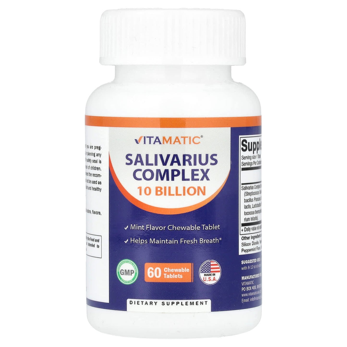 Vitamatic, Salivarius Complex, 10 Billion, 60 Chewable Tablets - Image 1
