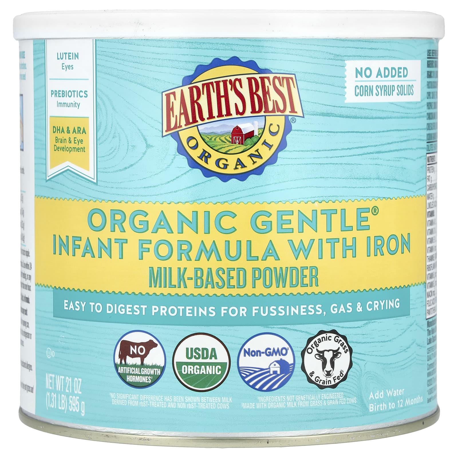 Organic Infant Formula with Iron for Babies, 21 oz, USDA Certified - Image 1