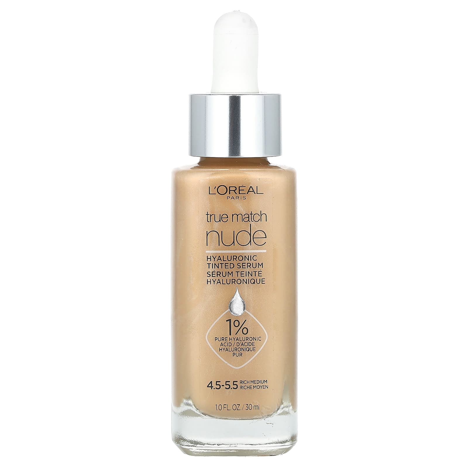 L'Oréal, True Match, Nude, Hyaluronic Tinted Serum, 4.5-5.5 Rich Medium, 1 fl oz (30 ml) - Image 1