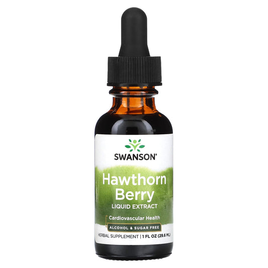 Swanson, Hawthorn Berry Liquid Extract, Alcohol & Sugar Free, 1 fl oz (29.6 ml) (1,000 mg per Serving) - Image 1