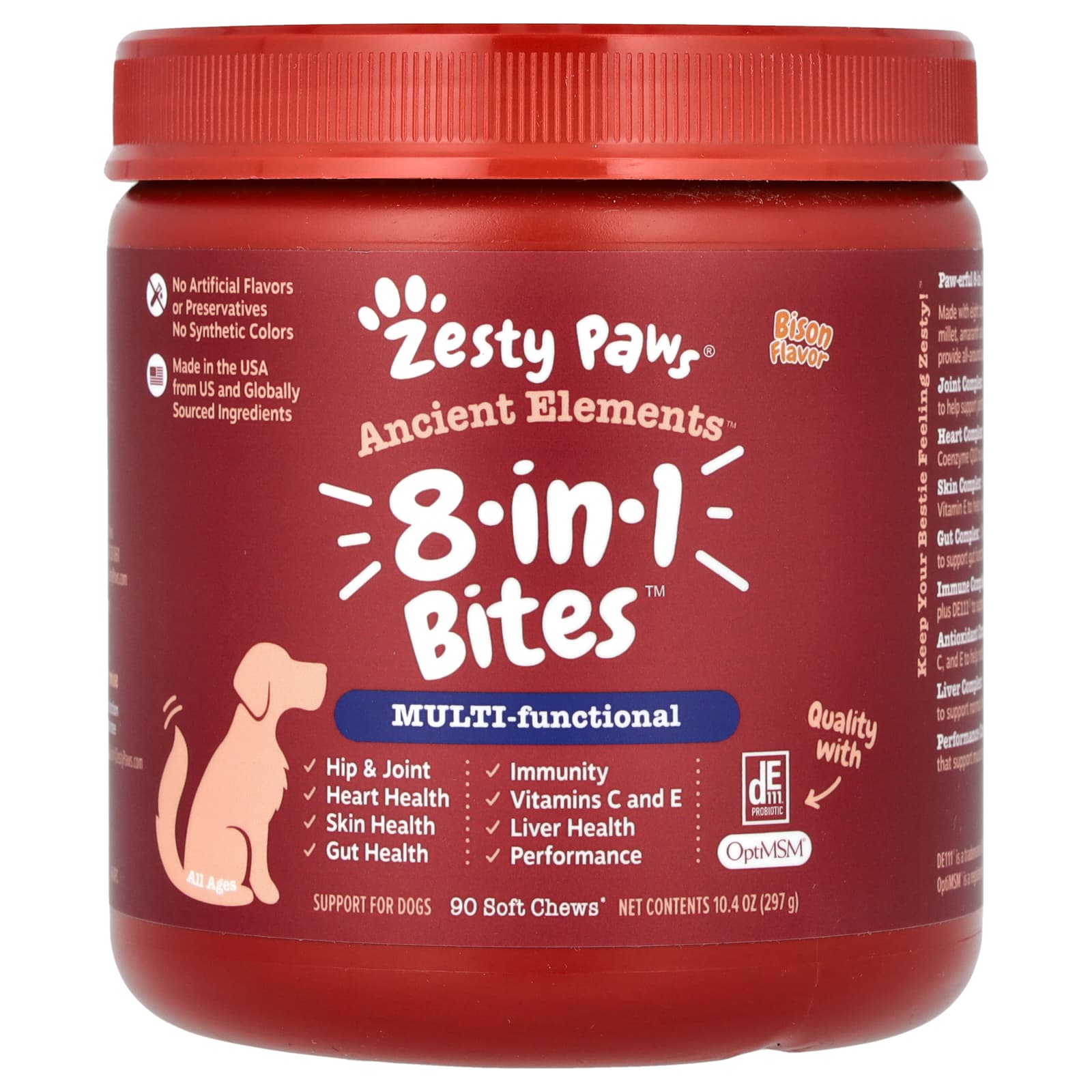 Zesty Paws, Ancient Elements, 8-in-1 Bites, For Dogs, All Ages, Bison, 90 Soft Chews, 10.4 oz (297 g) - Image 1